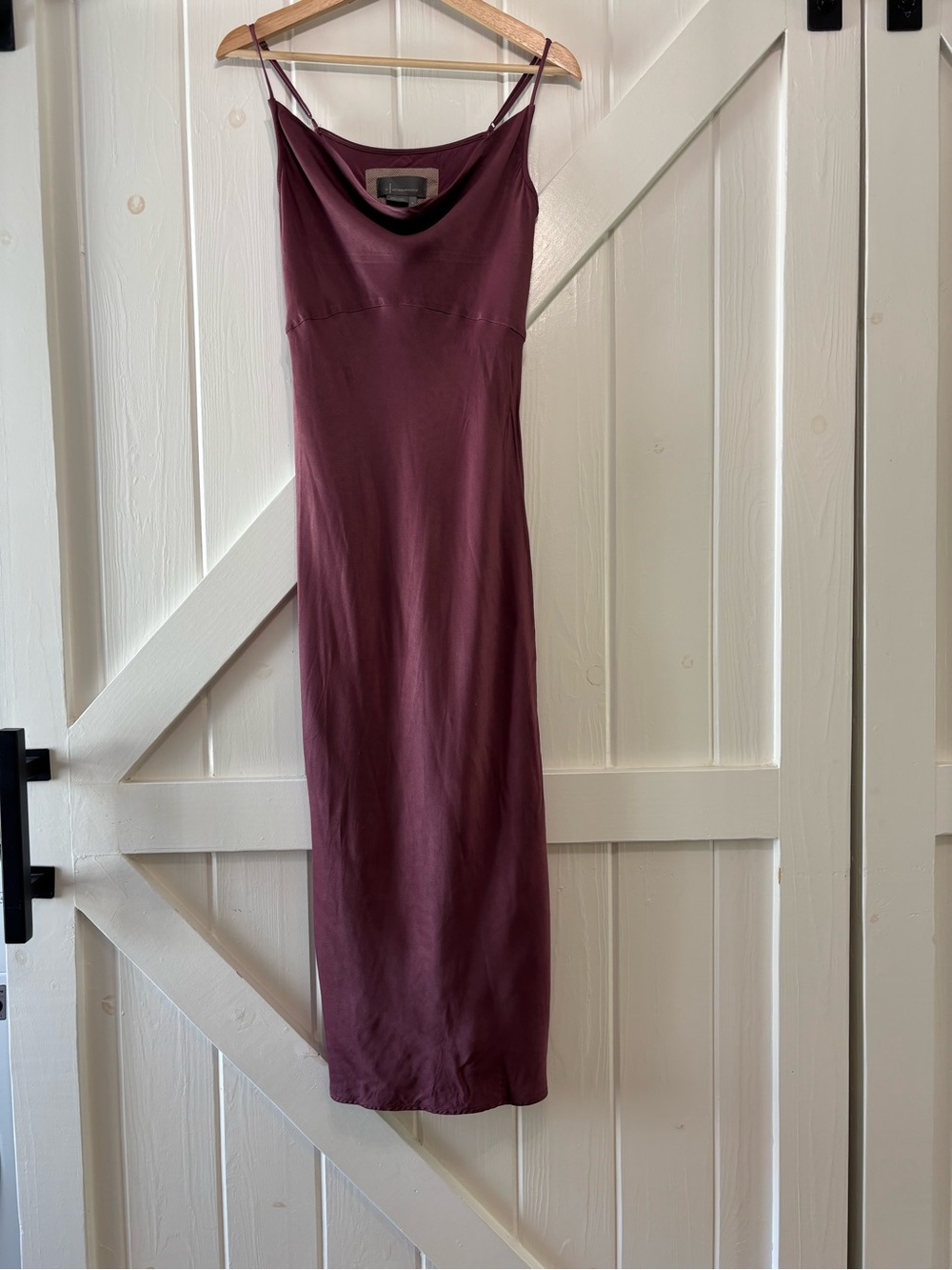 Anthropologie Bias Slip Dress Plum Purple Cowl Neck Viscose Midi Y2K Small - Picture 2 of 8